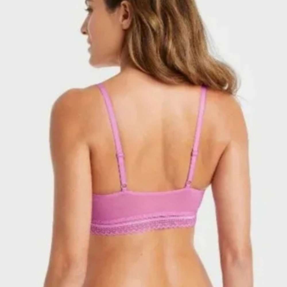 NWOT Auden Women's Lace Trim Pink Bralette Size XS